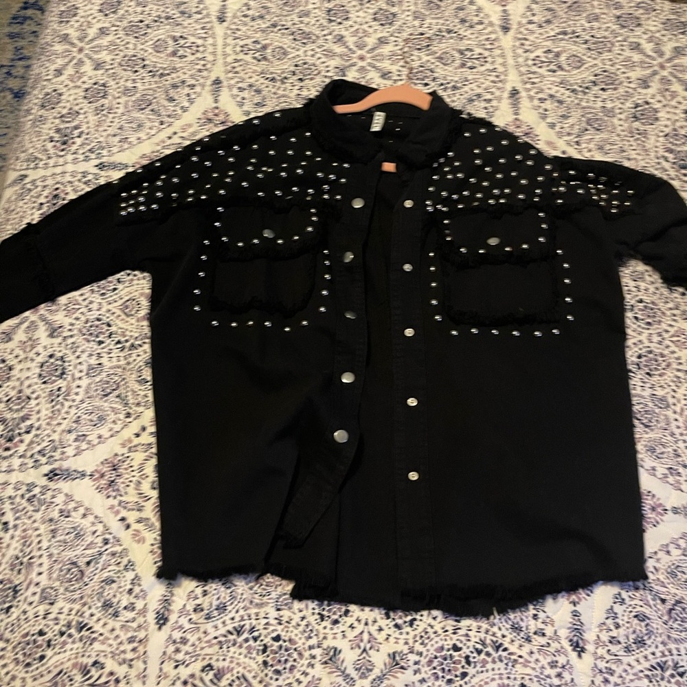 Western inspired shirt button down Boot Barn Silver embellishment Black